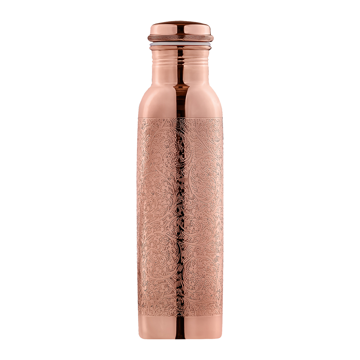 Butelka miedziana ozdobna grawer kwiatowy 950 ml antybakteryj...